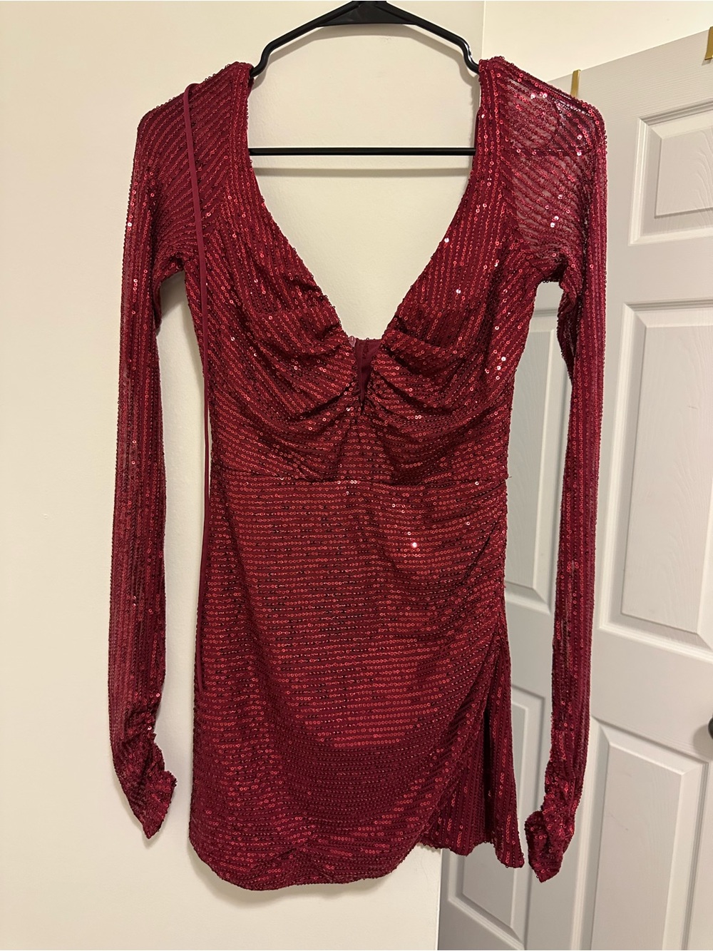 Lucy in the Sky Red Sequin Long Sleeve Mini Dress